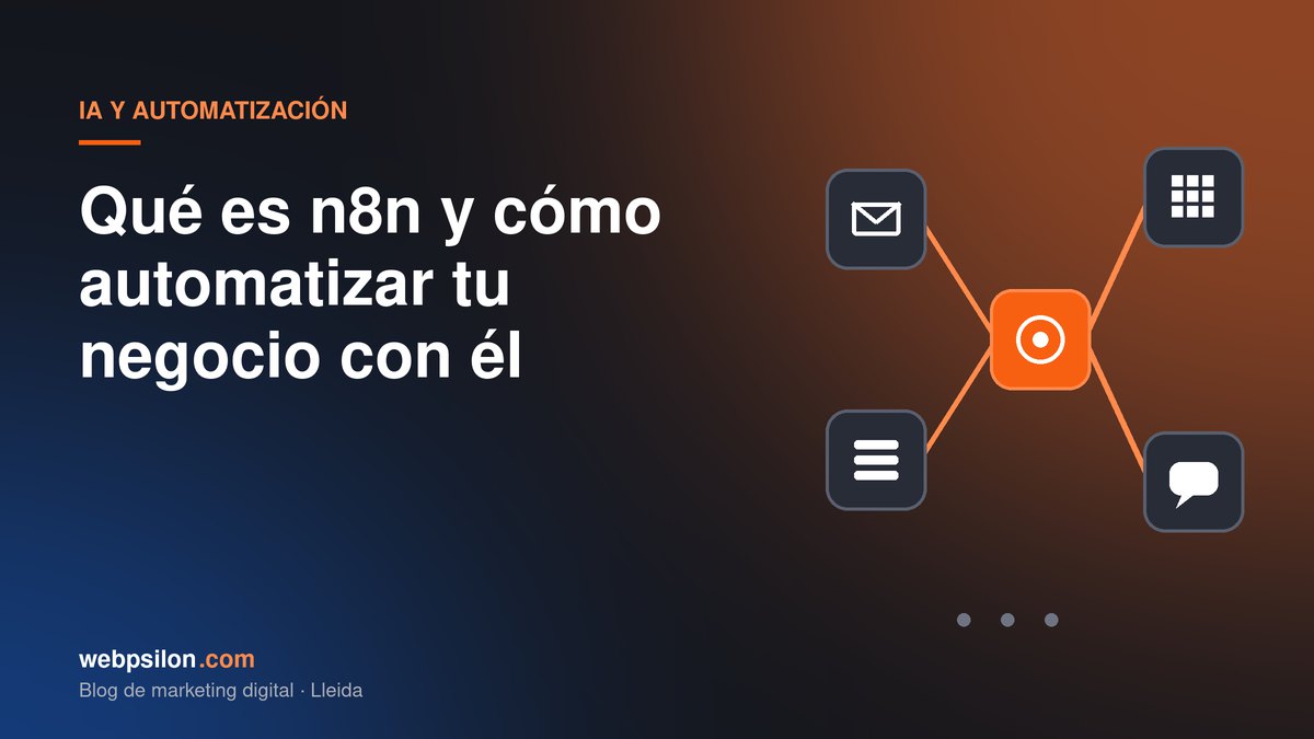 Portada del artículo sobre n8n: flujo de automatización que conecta correo, formularios, hojas de cálculo y chat